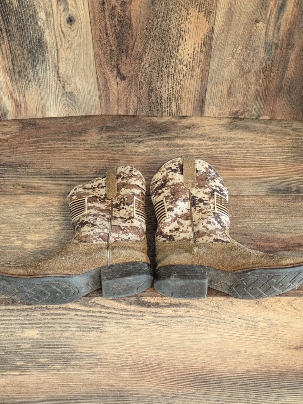 Ariat Limited Edition Camo Patriotic Square Toe Western Cowboy Boots 1.5